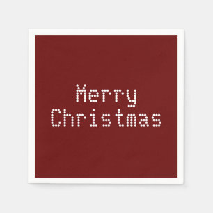"Merry Christmas" burgundy white holiday paper Napkins