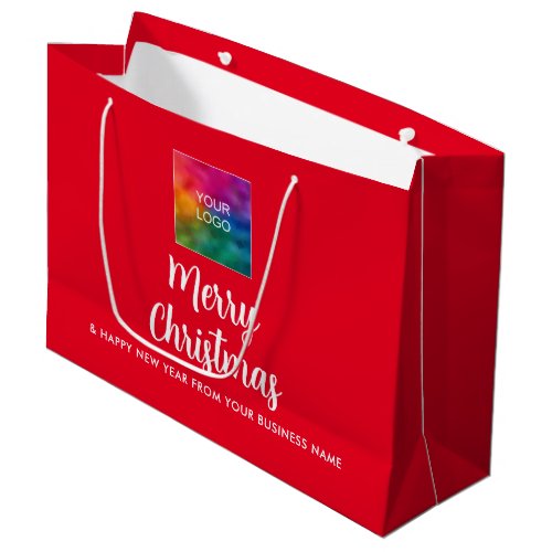 Merry Christmas Business Company Logo Here Large Gift Bag