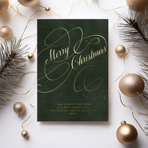 Merry Christmas business corporate elegant Foil Holiday Card