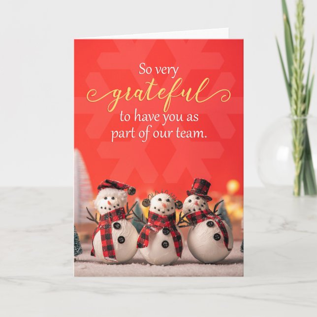 Merry Christmas Business Grateful For Team Member  Holiday Card (Front)
