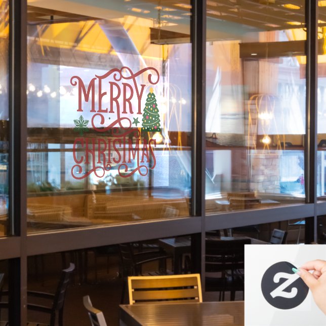 Merry Christmas business greeting Window Cling (Restaurant Window)