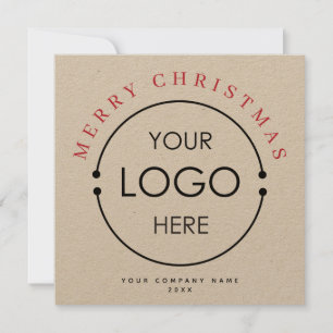 Merry Christmas Business Logo Company Kraft Invitation