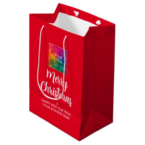 Merry Christmas Business Logo Here Customizable Medium Gift Bag