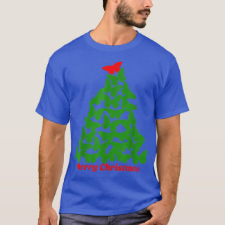 Merry Christmas Butterfly Tree Short Sleeve T-Shirt
