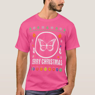 Merry Christmas Butterfly Ugly Xmas Knit T-Shirt