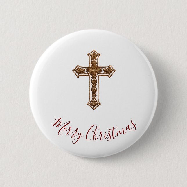 Merry Christmas Button - Cross (Front)