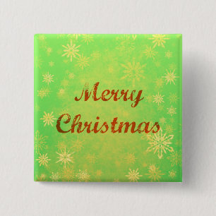 Merry Christmas Button - Festive Green Background