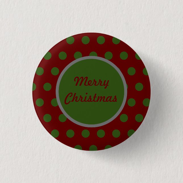 Merry Christmas Button (Maroon & Hunter) (Front)
