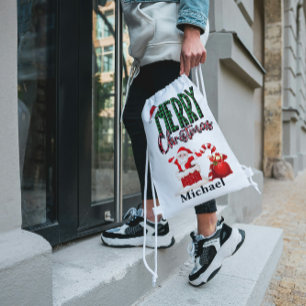 Merry Christmas by Santa - Drawstring Backpack