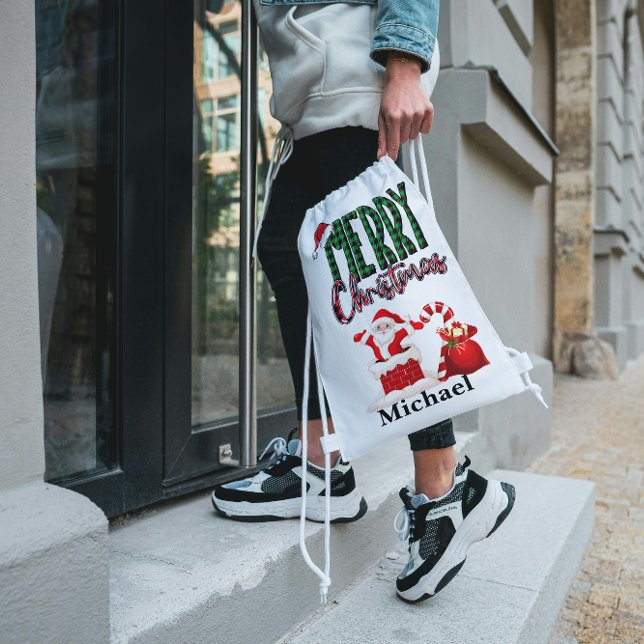 Merry Christmas by Santa - Drawstring Backpack (Creator Uploaded)