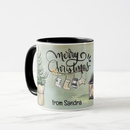 Merry Christmas Cabin Coffee Gnome Girl Mug