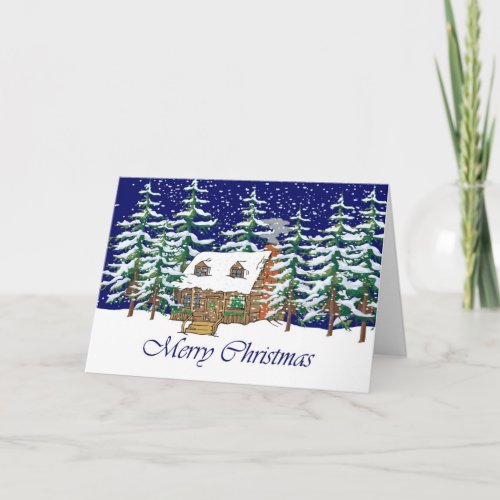 Merry Christmas Cabin Holiday Card