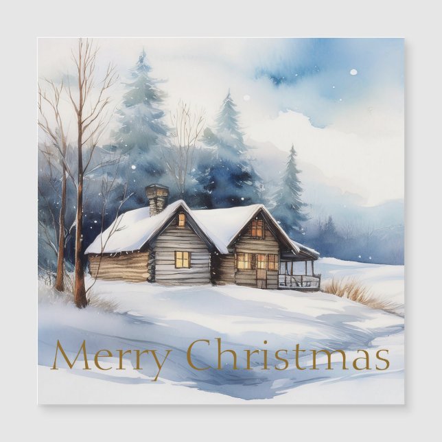 Merry Christmas Cabin in snowy landscape (Front)
