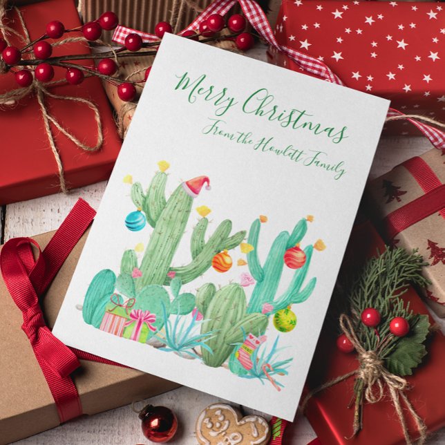Merry Christmas Cacti Desert Cactus Southwest Holiday Postcard (Creator Uploaded)