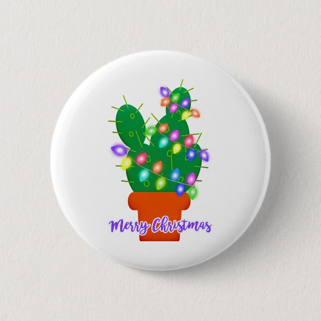 merry christmas cactus button (Front)