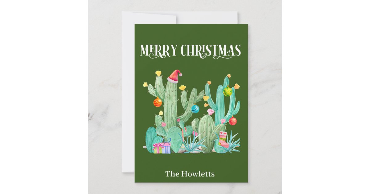 Merry Christmas Cactus Desert Southwest Holiday Card | Zazzle.com