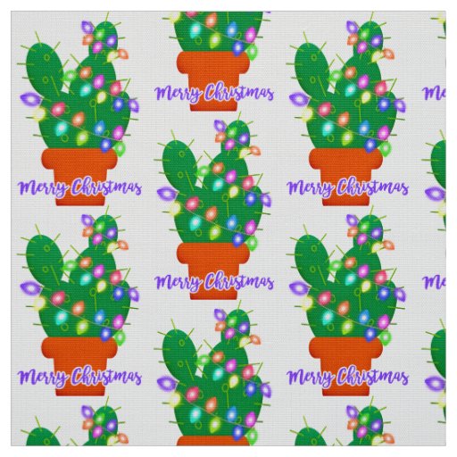 merry christmas cactus fabric