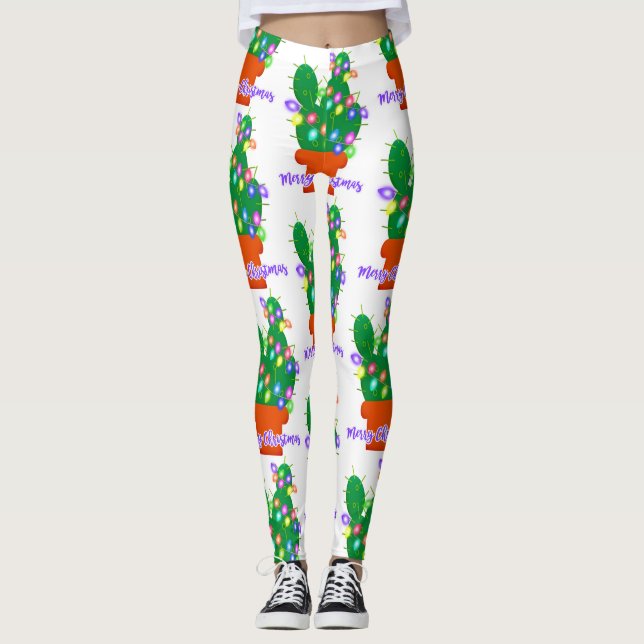 merry christmas cactus leggings (Front)