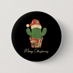 Merry Christmas Cactus Patchwork Quilt  Button