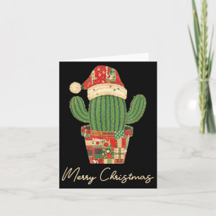 Merry Christmas Cactus Patchwork Quilt  Card