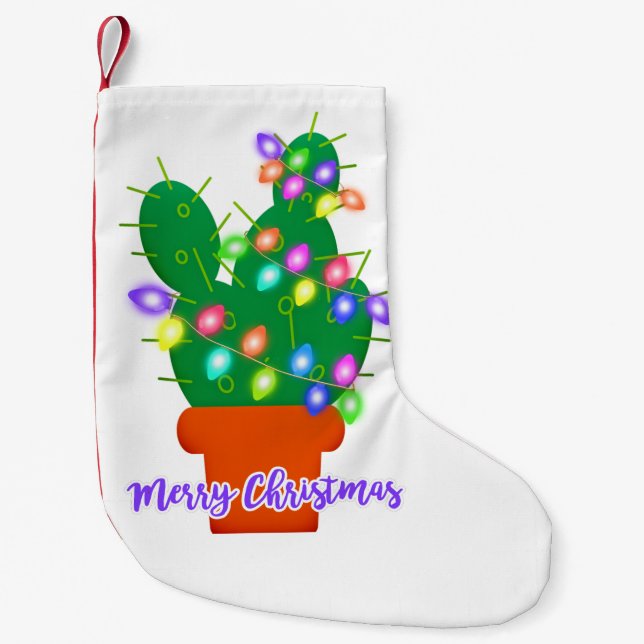 merry christmas cactus small christmas stocking (Front)
