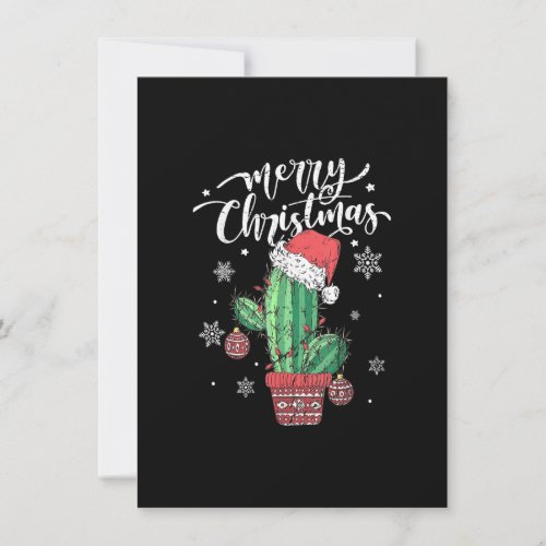Merry Christmas Cactus With Santa Hat Light Funny  Invitation