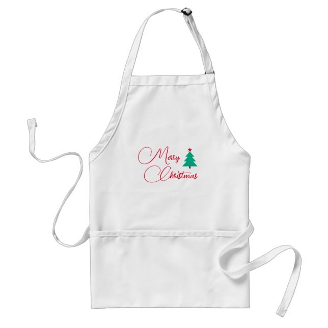 Merry Christmas Calligraphy Adult Apron (Front)