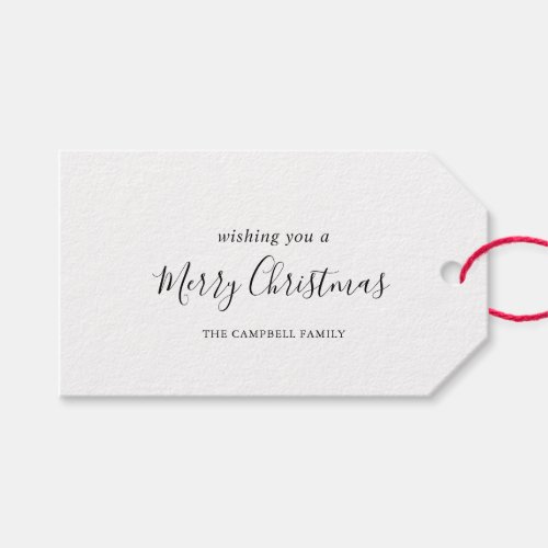Merry Christmas  Calligraphy Black White Gift Tags