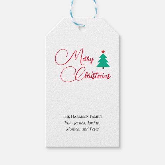Merry Christmas Calligraphy Customizable  Gift Tags (Front)