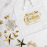 Merry Christmas Calligraphy Decorated, Large Rubber Stamp<br><div class="desc">This "Christmas" rubber stamp features two simple words decorated,  a message and a custom family name.</div>