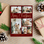 Merry Christmas Calligraphy Photo Gold Foil Holiday Card<br><div class="desc">An elegant and minimalist Christmas Holiday Cards with six personalized family photos and a gold foil calligraphy lettering saying "Merry Christmas". (Placement photo is from Elina Fairytale from Pexels. Kindly replace it with your own.)</div>