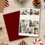 Merry Christmas Calligraphy Photo Gold Foil Holiday Card<br><div class="desc">An elegant and minimalist Christmas Holiday Cards with six personalized family photos and a gold foil calligraphy lettering saying "Merry Christmas". (Placement photo is from Elina Fairytale from Pexels. Kindly replace it with your own.)</div>