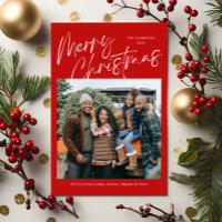 Merry Christmas Calligraphy Photo Magnetic Card