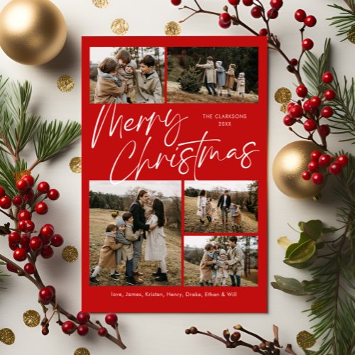 Merry Christmas Calligraphy Photo Magnetic Card