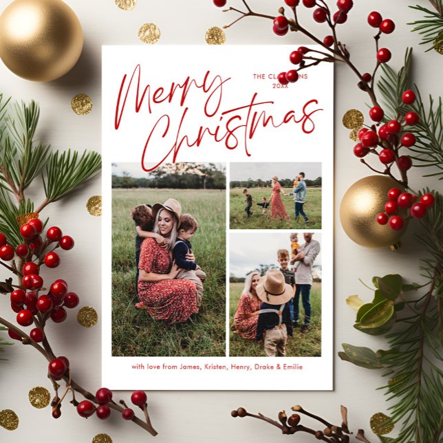 Merry Christmas Calligraphy Photo Magnetic Card (Creator Uploaded)