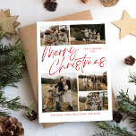 Merry Christmas Calligraphy Script 5 Photo Plaid Holiday Card<br><div class="desc">Merry Christmas Calligraphy Script 5 Photo Plaid Holiday Card features modern calligrapy script on the front,  along with three photos,  and a festive Christmas plaid on the back.</div>