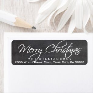 Merry Christmas Calligraphy Script Chalkboard Label