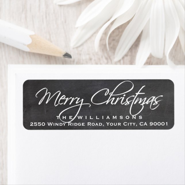 Merry Christmas Calligraphy Script Chalkboard Label (Insitu)