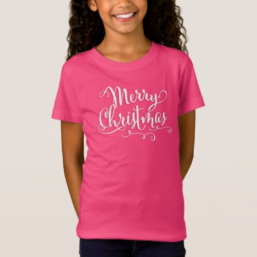 Merry Christmas Calligraphy Script Cute Whimsical T_Shirt