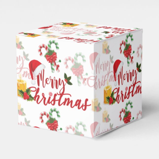 Merry Christmas Calligraphy Script Favor Boxes (Front Side)