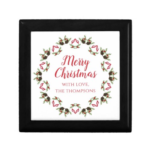Merry Christmas Calligraphy Script Modern Wreath  Gift Box