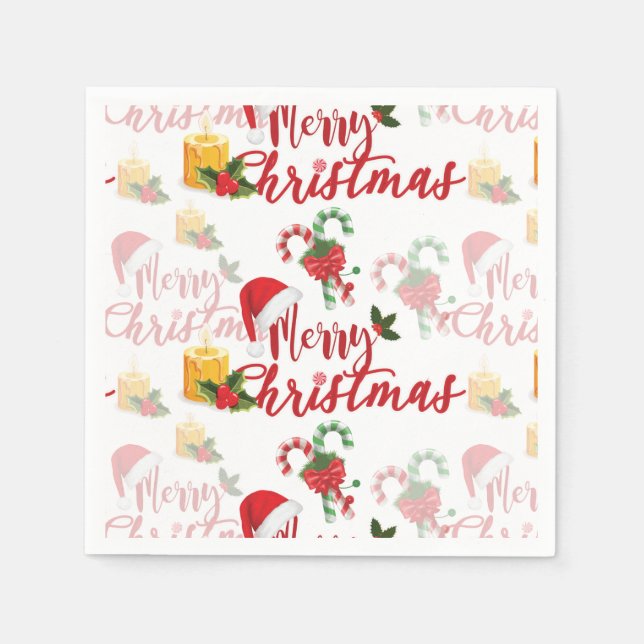 Merry Christmas Calligraphy Script Napkins (Front)