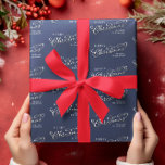 Merry Christmas Calligraphy Script Navy Blue Cute Wrapping Paper<br><div class="desc">This design features a merry Christmas calligraphy script wrapping paper with a simple navy blue plaid pattern, silver calligraphy stylish trendy font, simple minimalist pattern design, rustic country red green blue, Christmas holiday wrapping supplies, custom customized personalized gift wrap, simplistic elegant classic classy cute, cute creative typography style text, whimsical...</div>