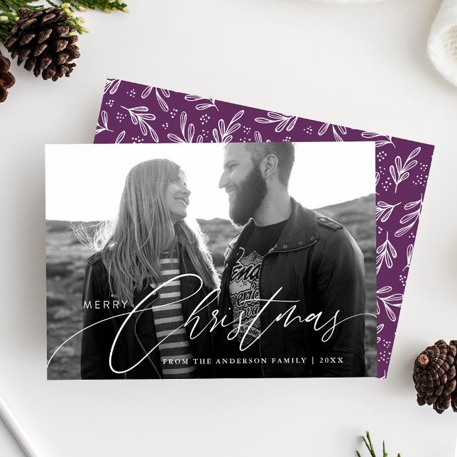 Merry Christmas Calligraphy Script Overlay Photo Holiday Card (Creator Uploaded)