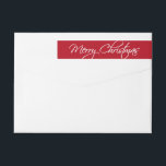 Merry Christmas Calligraphy Script Red Custom Wrap Around Label<br><div class="desc">Send your cards in style with these Merry Christmas custom return address labels featuring a calligraphy script font set against a red background.  Easily change the background color by clicking on the "customize it" button and then the small eye dropper.</div>