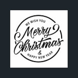 Merry Christmas Calligraphy Script Self-inking Stamp<br><div class="desc">Black and white rubber stamp with Merry Christmas text written in calligraphy script.</div>