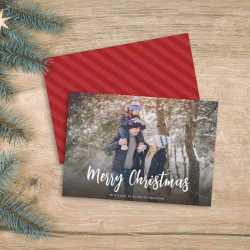 Merry Christmas Calligraphy Script Simple Photo Holiday Card
