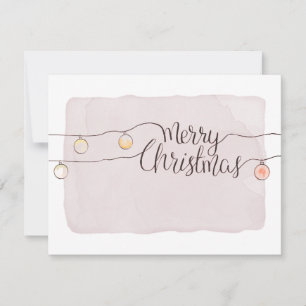 Merry Christmas Calligraphy Script String Lights Holiday Card