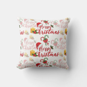 Merry Christmas Calligraphy Script Throw Pillow