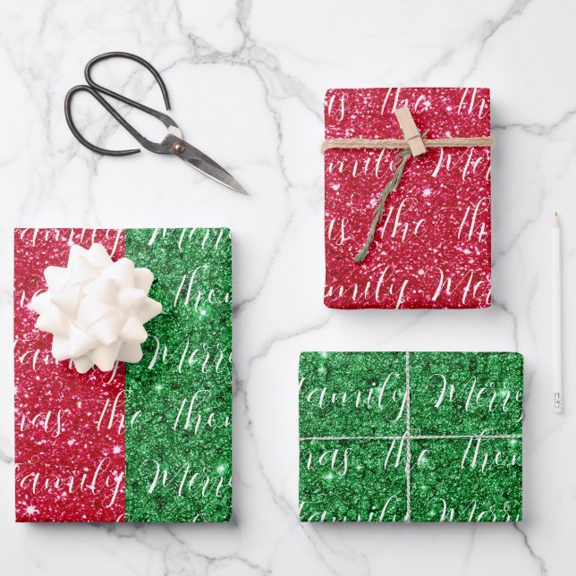 Merry Christmas Calligraphy Script Wrapping Paper Sheets (Front)